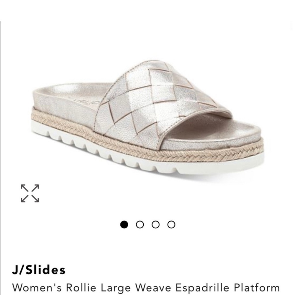 J/SLIDES Women's Silver Espadrille Slides